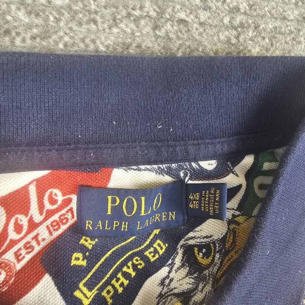 Polo Ralph Lauren Collegiate Mascot AOP Slim Fit Polo Mens Sz 4XL - Picture 2 of 4